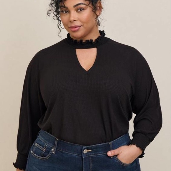 torrid Tops - Torrid black Textured Jersey Choker Neck
Smocked Bottom Top